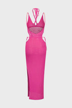 Cut Out Knit Backless Halter Maxi Dress Lavish Daily