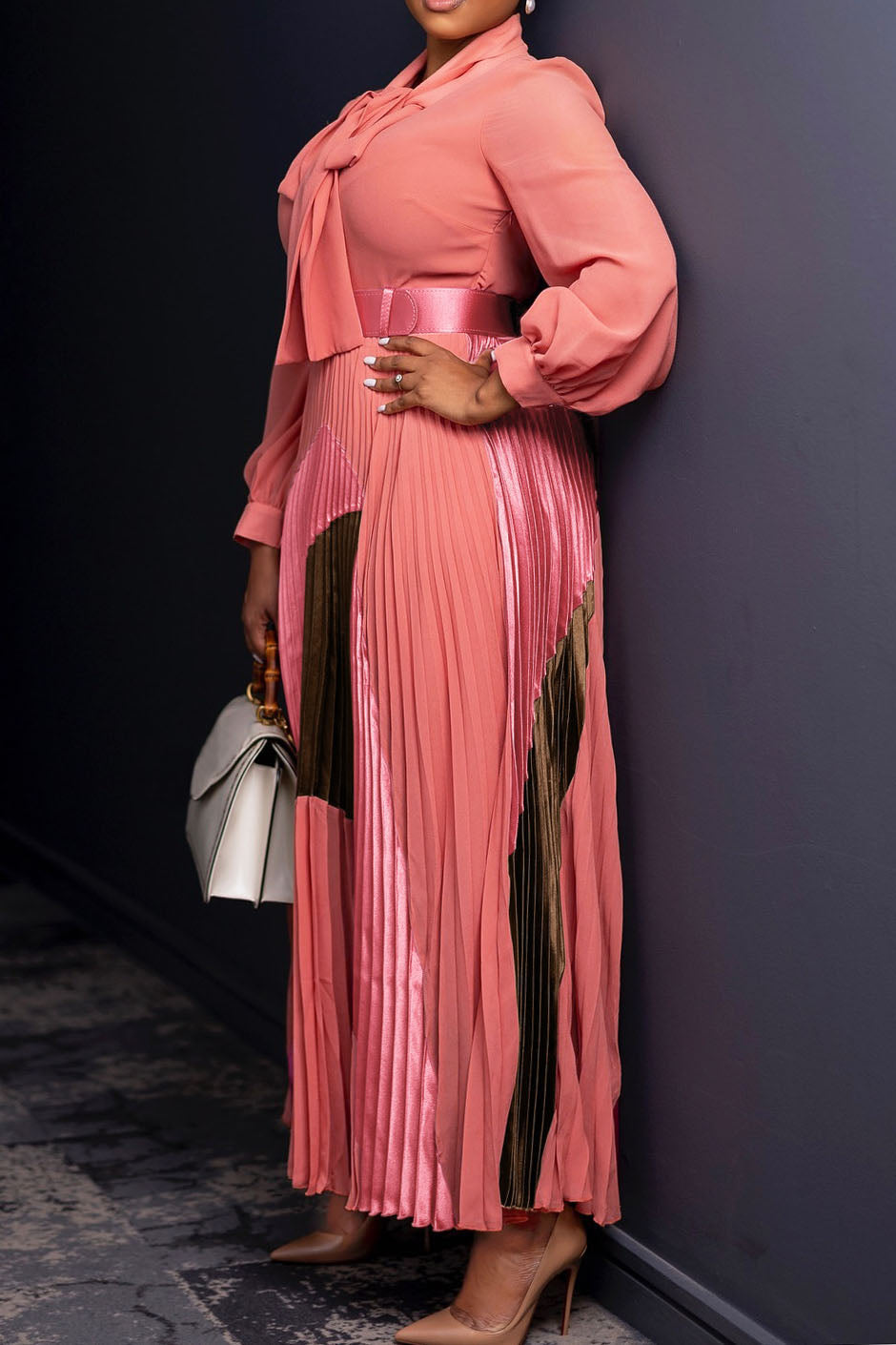 Long-Sleeved Top Elegant Pleated Dress Lavish Daily