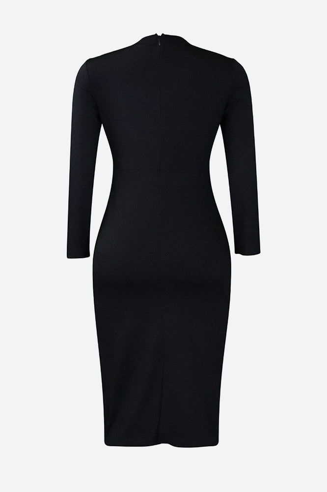 Bodycon Long Sleeve Midi Pencil Dress Lavish Daily