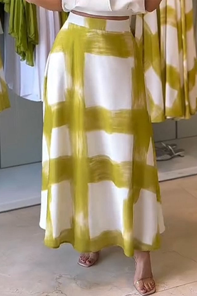 Plaid Print A-Line Long Skirt Lavish Daily