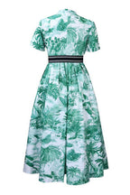 Printed Short-Sleeve Flowy Plus-Size Dress Lavish Daily