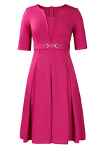 Elegant Short-Sleeve Solid Work Dress Lavish Daily