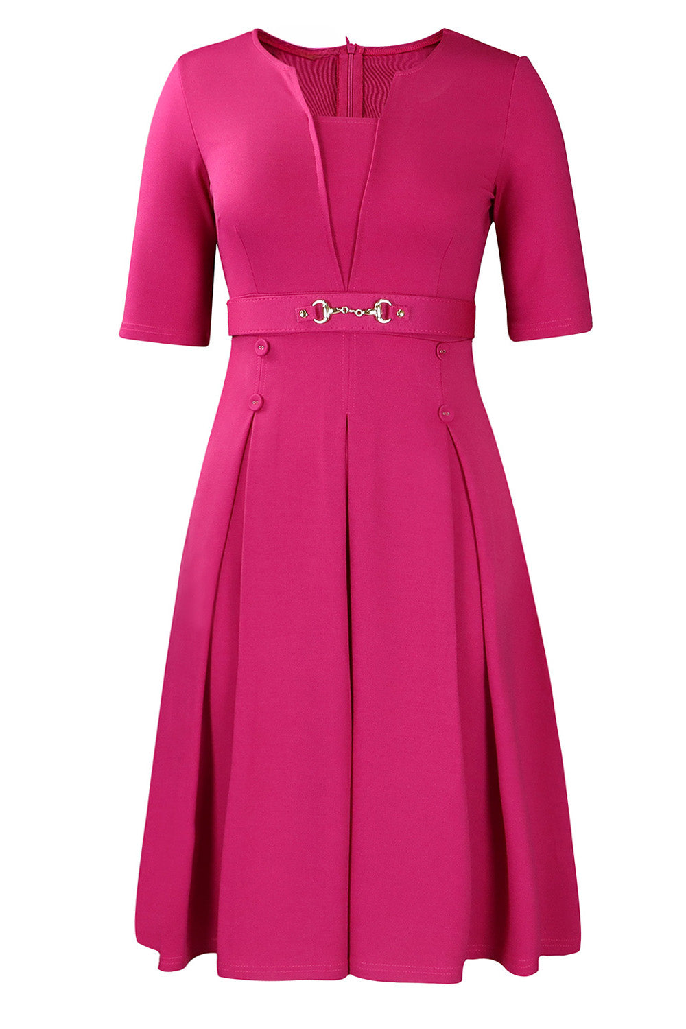 Elegant Short-Sleeve Solid Work Dress Lavish Daily