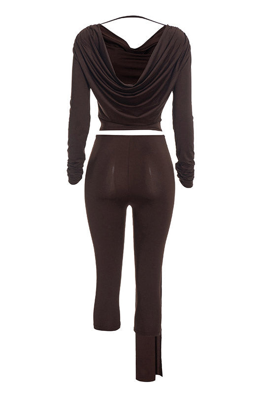 Asymmetric Draped Top & Capri Pants Set Lavish Daily