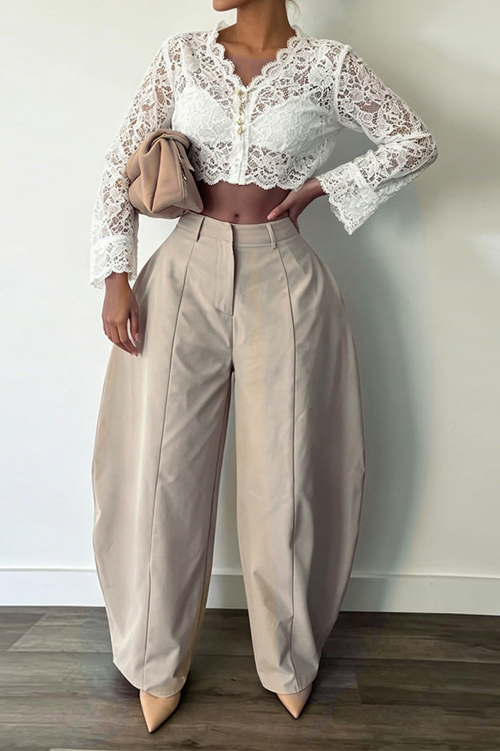 High Waist Sculpted Barrel Leg Pants Lavish Daily