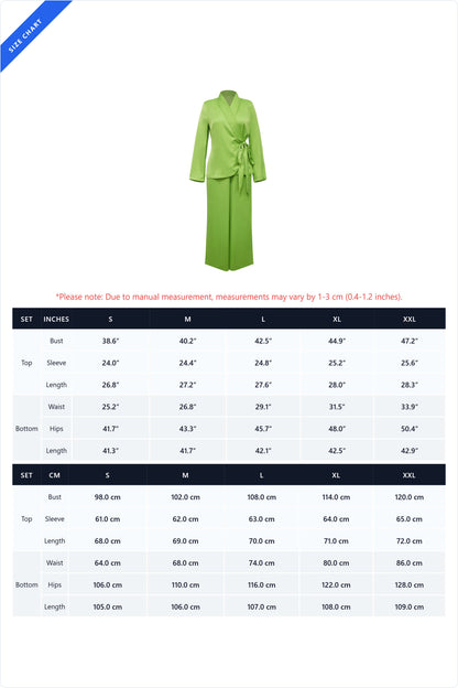 Plunging Wrap Tie Top & Wide Leg Pant Set Lavish Daily
