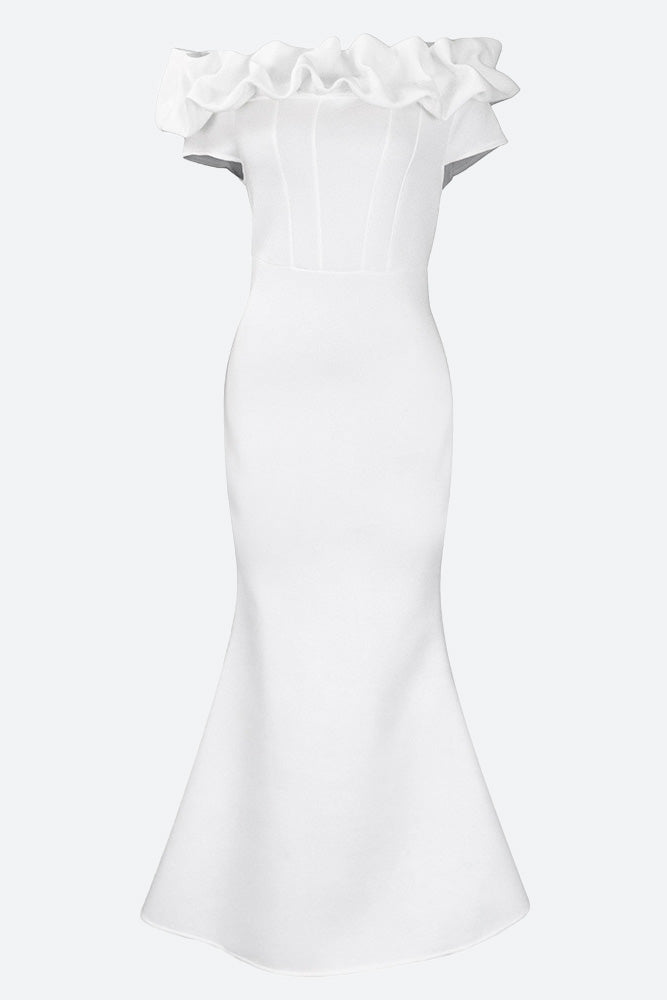 Solid Ruffle Collar Mermaid Dress Lavish Daily