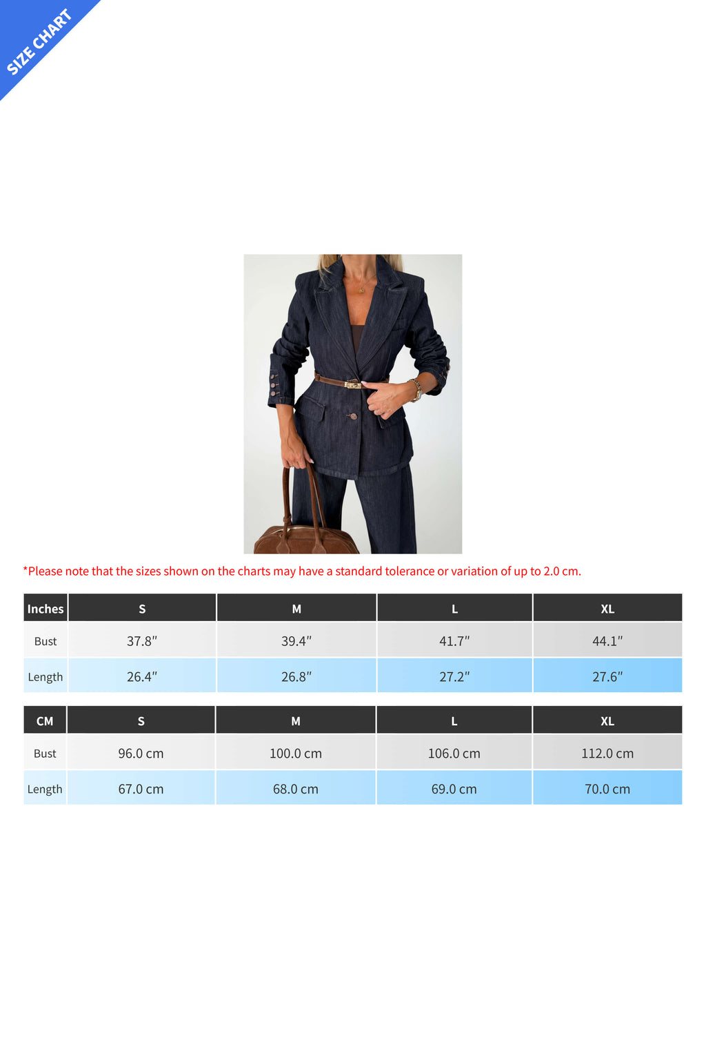 Single-Breasted Tailored Denim Blazer Lavish Daily