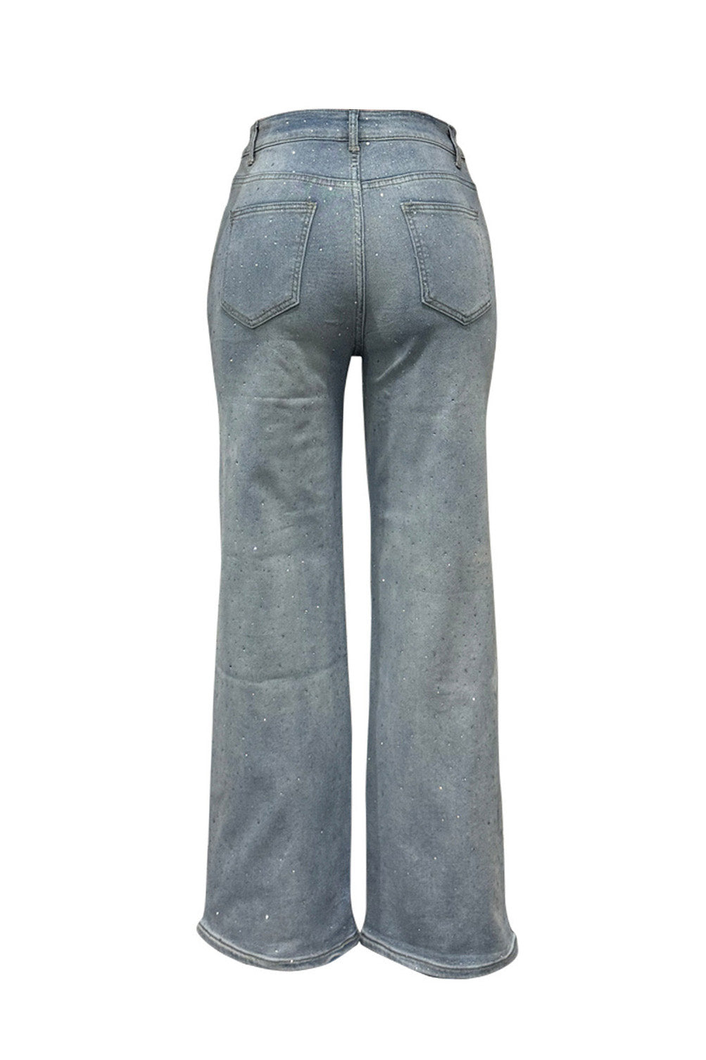 Wide-Leg High-Waist Rhinestone Jeans Lavish Daily