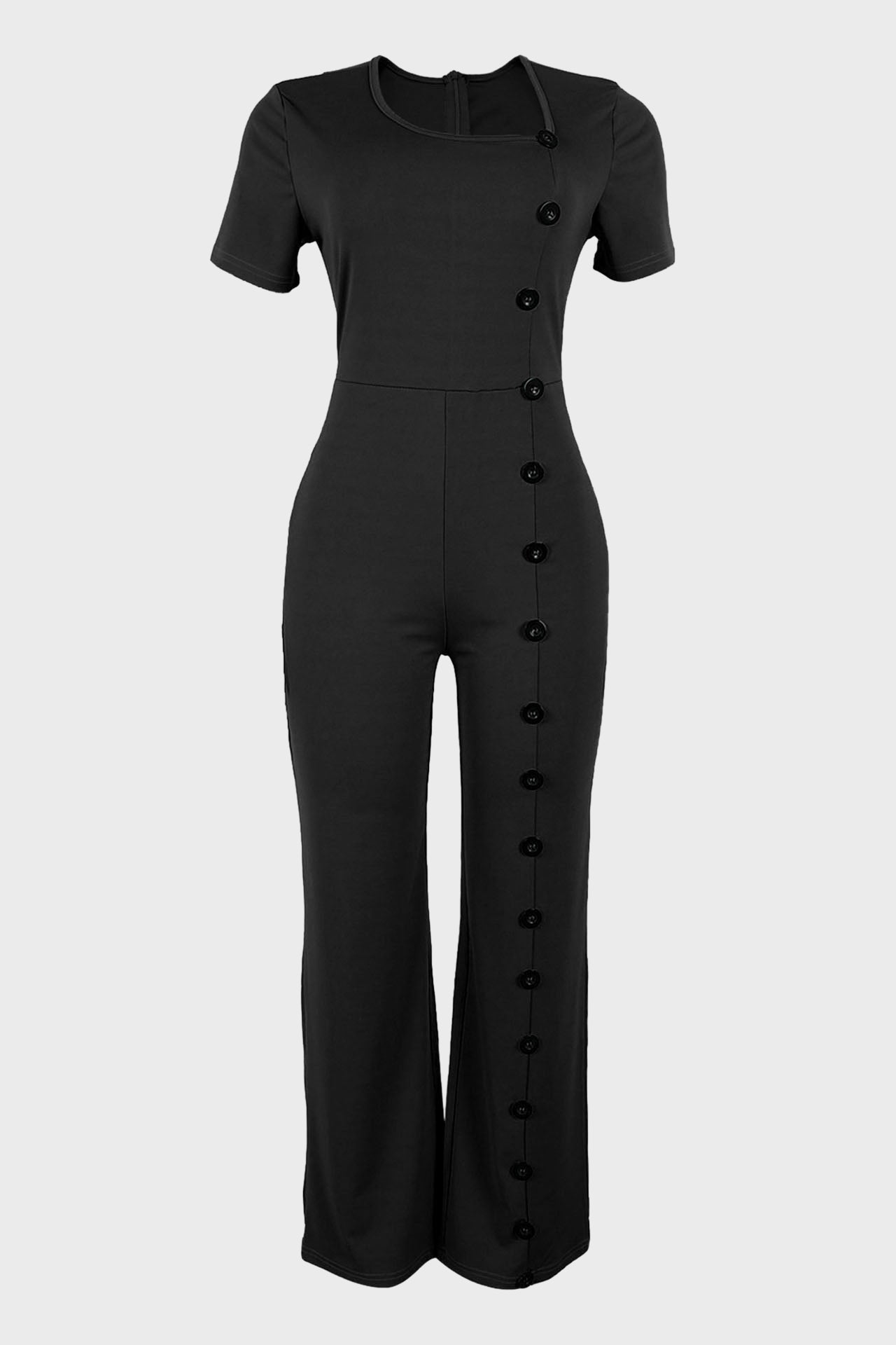 Slim Waist Button Wide Leg Jumpsuit Lavish Daily