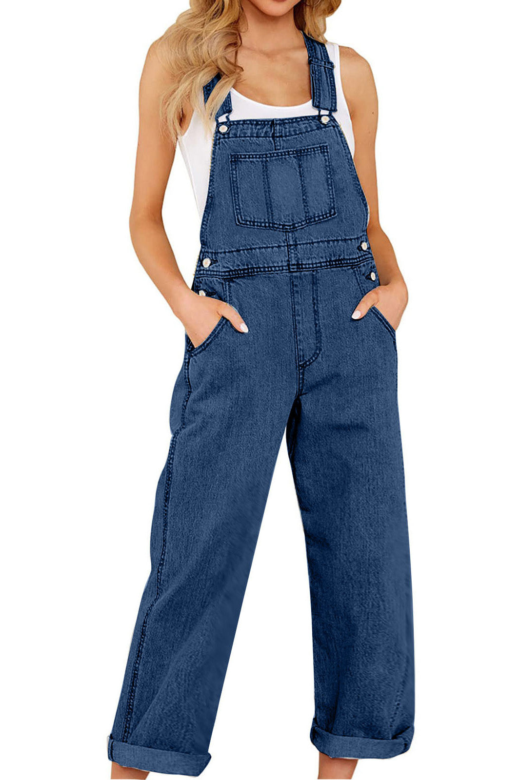 Adjustable Tie-Strap Wide Leg Denim Overall Lavish Daily