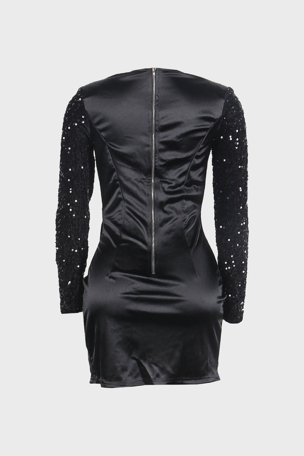 Split Square Cut Collar Stretch Sequin Dress Lavish Daily