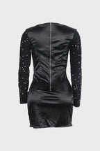 Split Square Cut Collar Stretch Sequin Dress Lavish Daily
