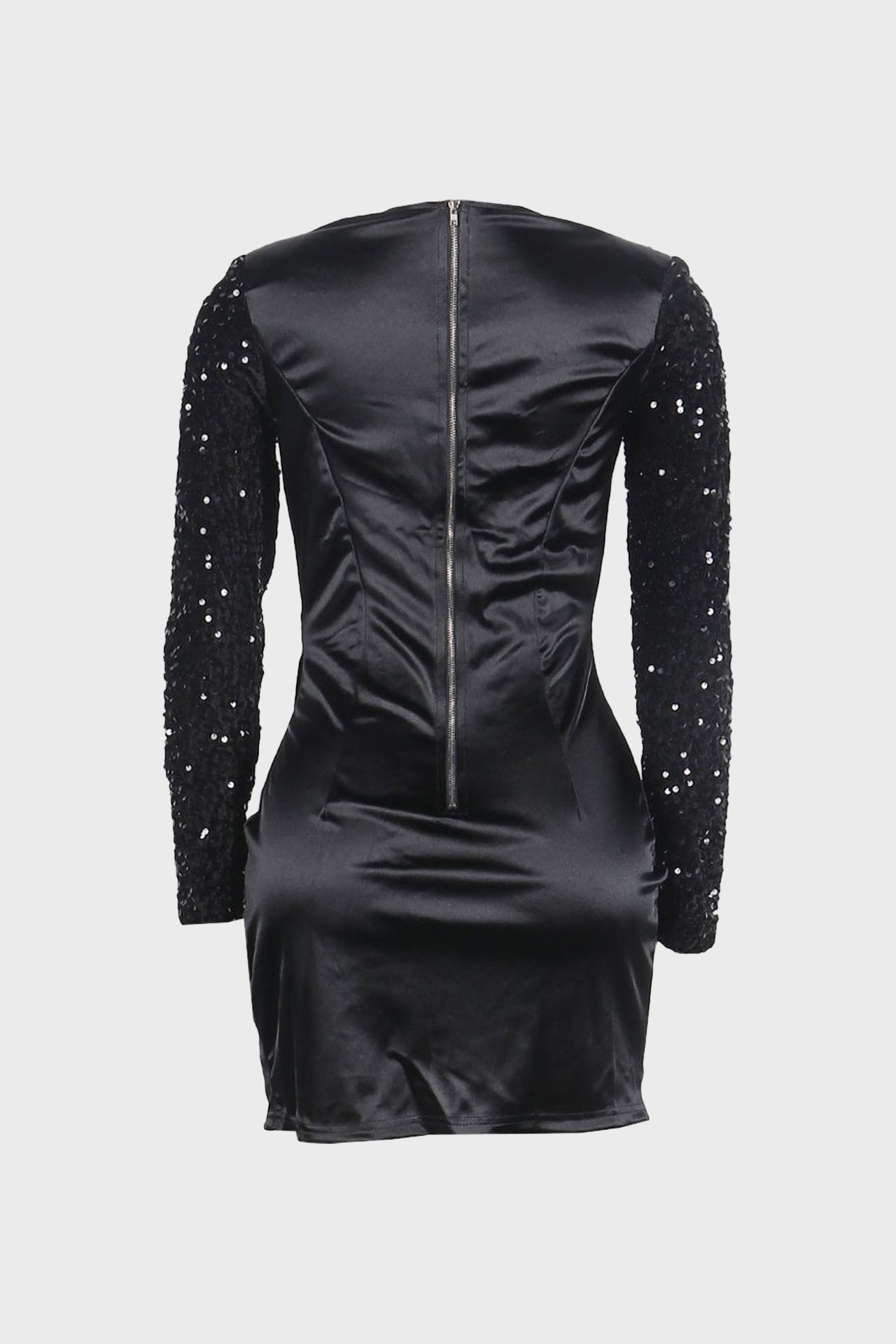 Split Square Cut Collar Stretch Sequin Dress Lavish Daily