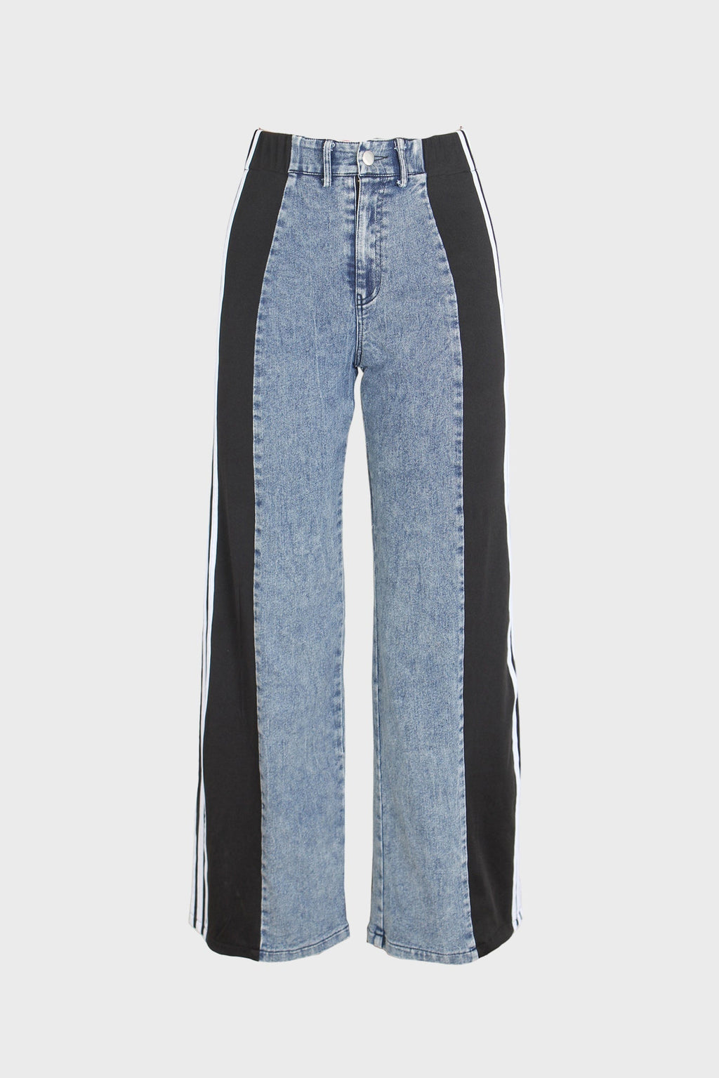 Wide Jeans with Wide Contrast Side Lines Lavish Daily