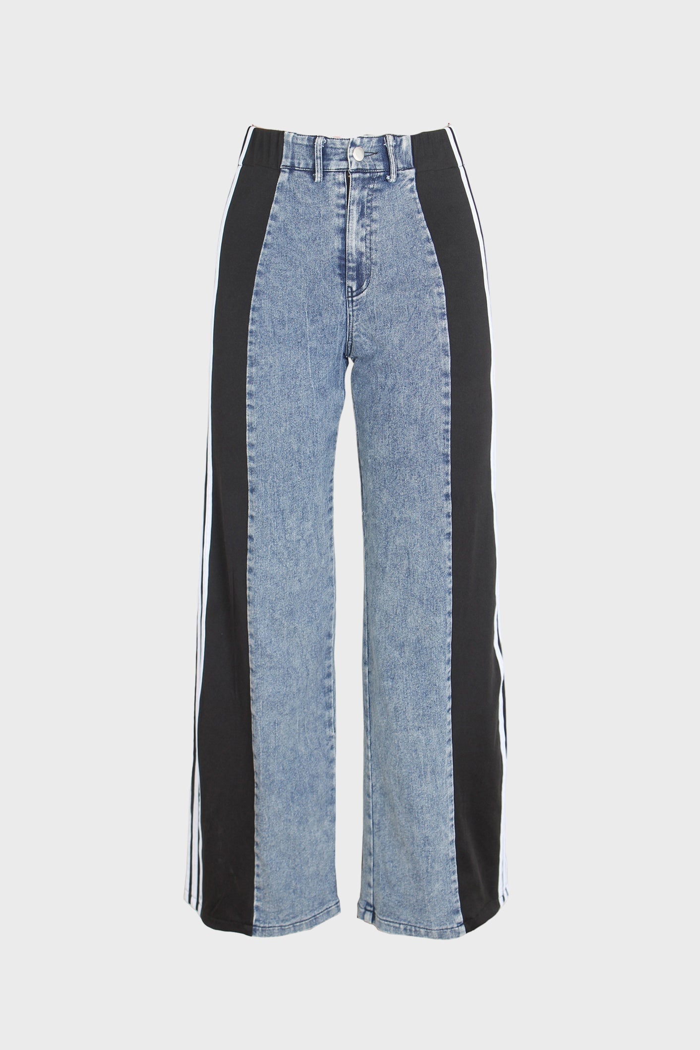 Wide Jeans with Wide Contrast Side Lines Lavish Daily