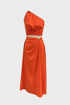 Slash Shoulder Slit Sleeveless 2 Piece Set Lavish Daily