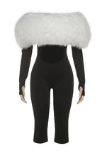 Faux Fur Trim Fitted Crop Jumpsuit Lavish Daily