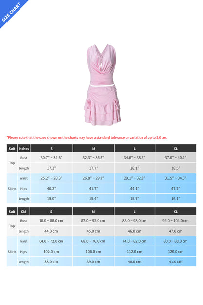 Cowl Neck Halter Ruffle Skirt Set Lavish Daily