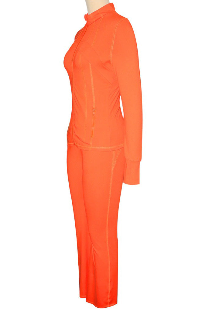Solid Long Sleeve Zip-Up Tracksuit Lavish Daily