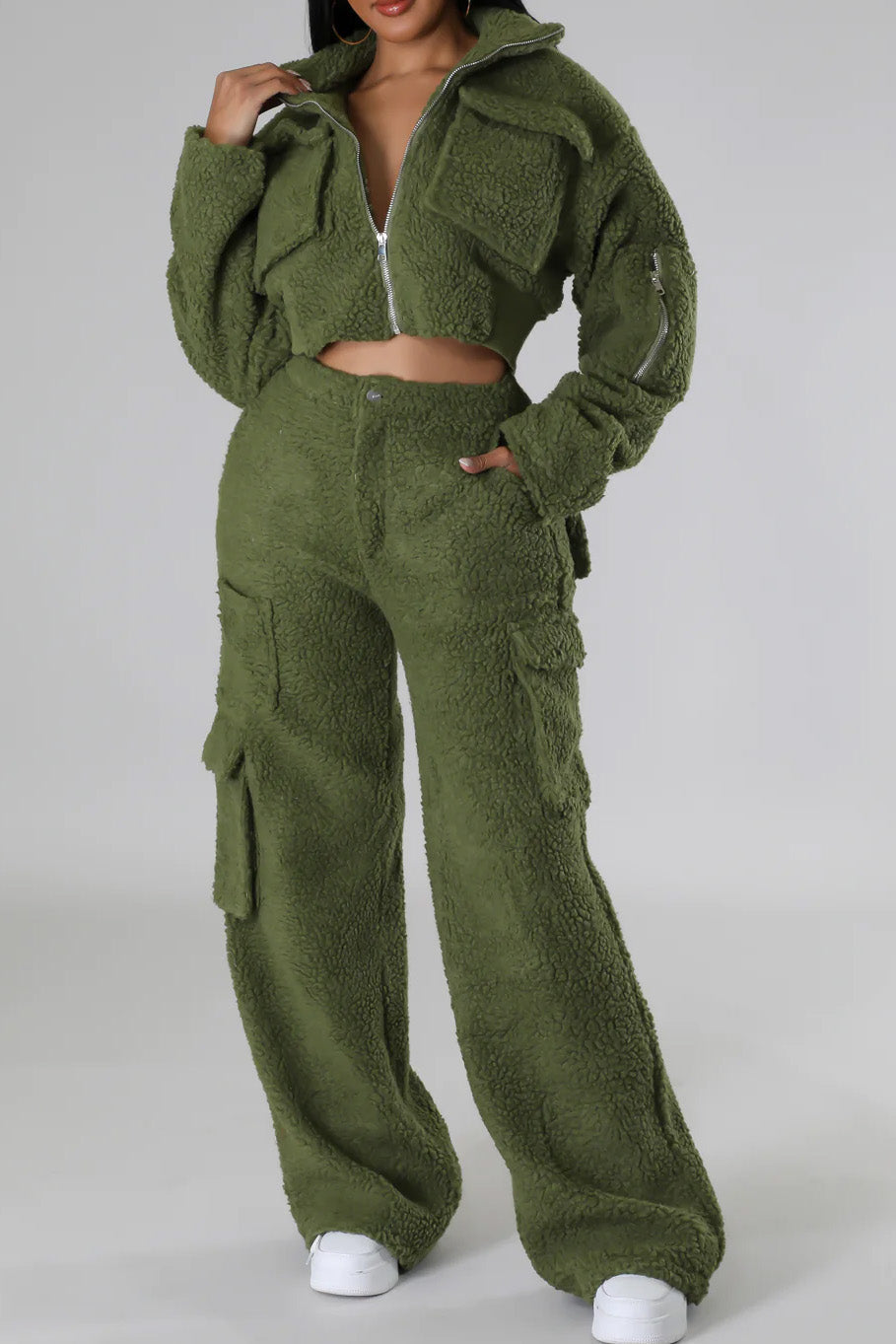 Fuzz Cargo Pants Sets Lavish Daily