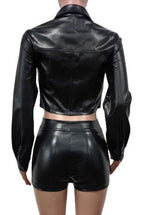 Faux Leather Jacket and Cargo Skort Set Lavish Daily
