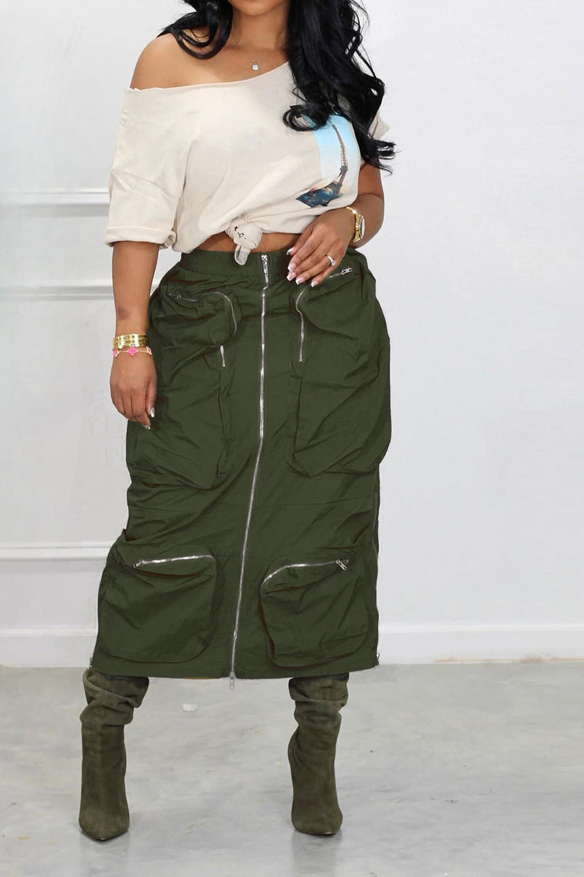 Cargo Zipper Skirt Lavish Daily