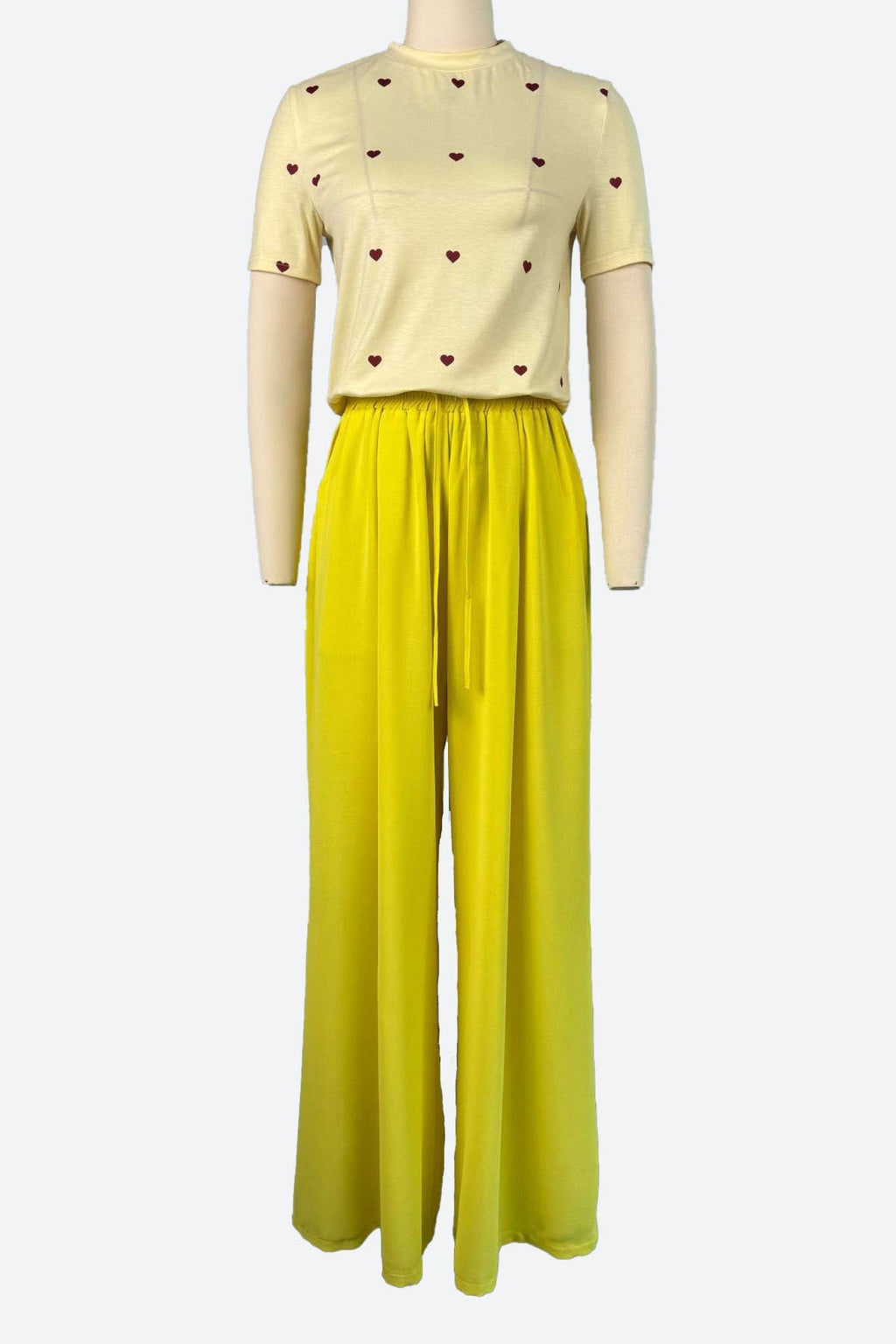 Round Neck Short Sleeve Top & Wide Leg Pants Set Lavish Daily