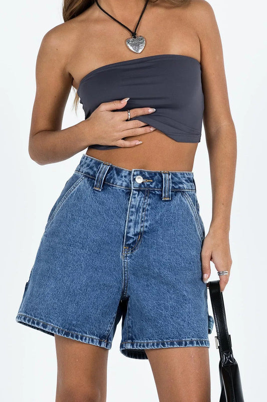 High-Waisted Relaxed Utility Denim Shorts Lavish Daily