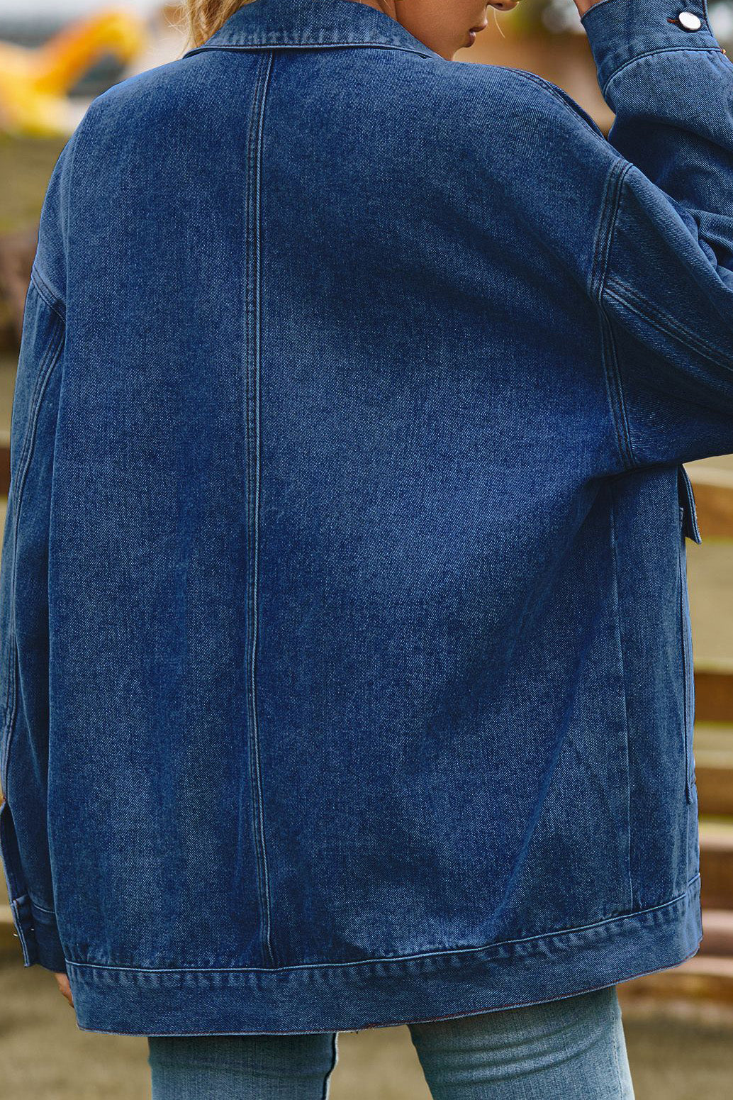 Oversized Drop Shoulder Denim Jacket Lavish Daily