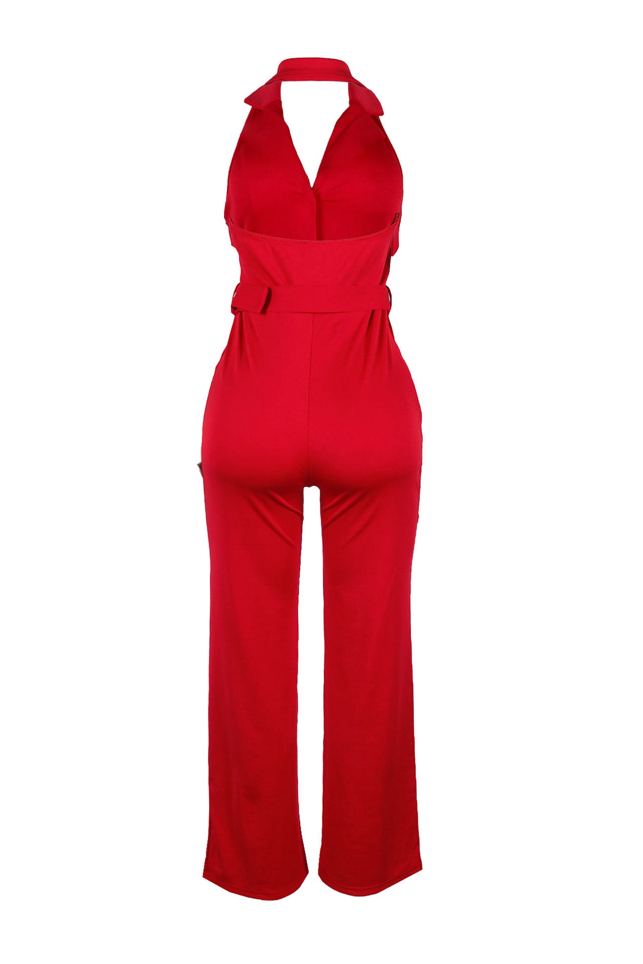Halter Backless V-Neck Jumpsuit Lavish Daily