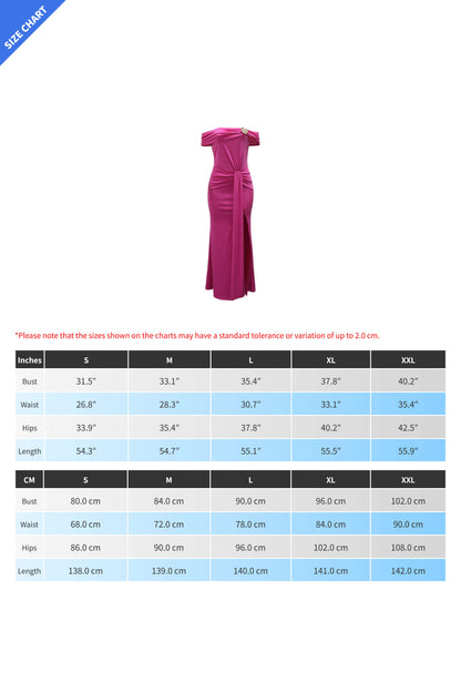 Off-Shoulder Draped Slit Maxi Dress Lavish Daily