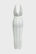 Crochet Ripped Halter Open Back Dress Lavish Daily