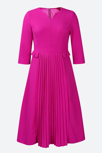 Elegant Solid Pleated Dress Lavish Daily
