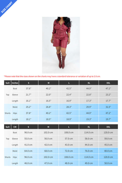 Faux Leather Jacket and Shorts Set Lavish Daily