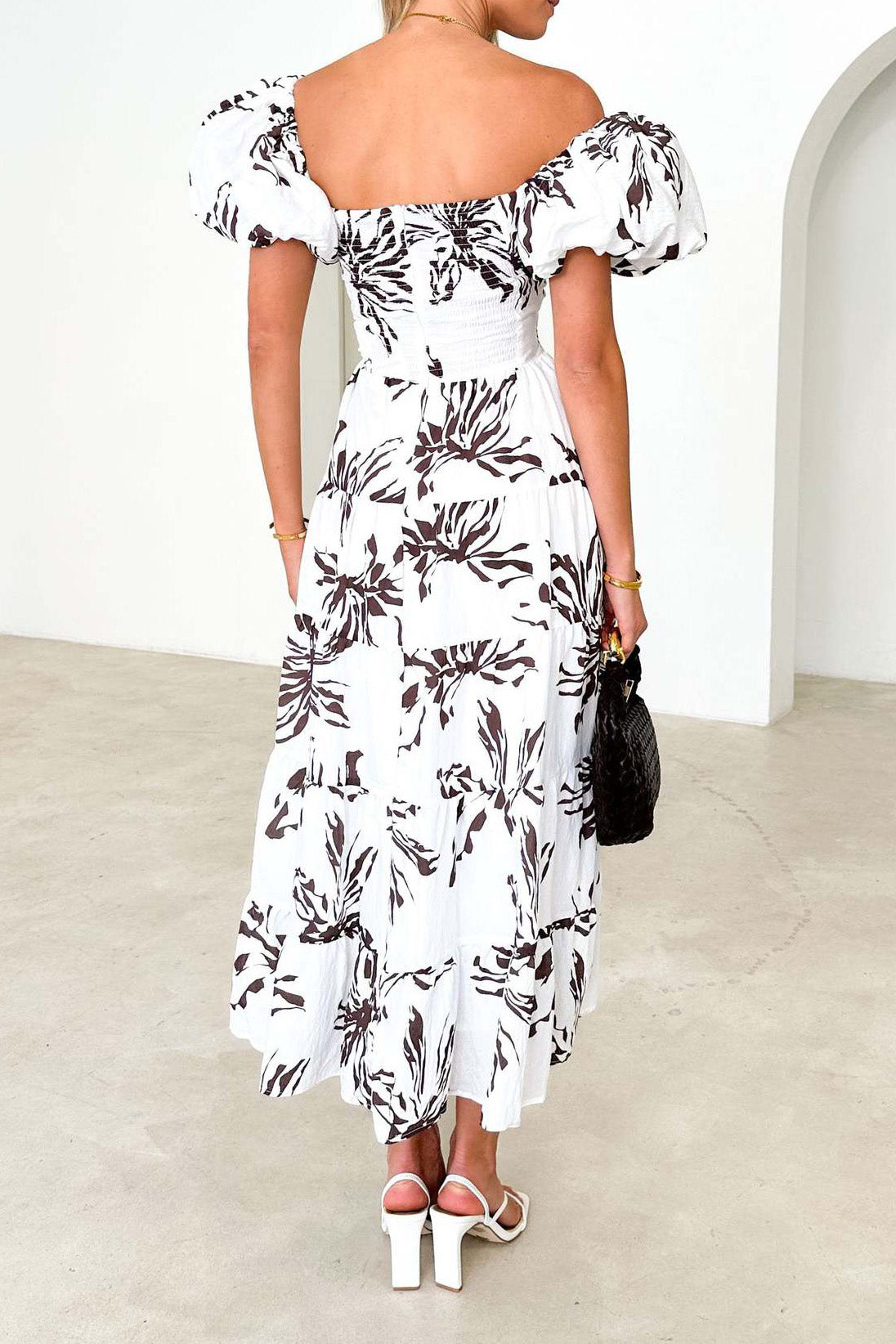 Seaside Printed Puff Sleeve Dress Lavish Daily