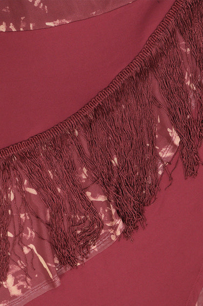 Asymmetric Fringe Halter Skirt Set Lavish Daily