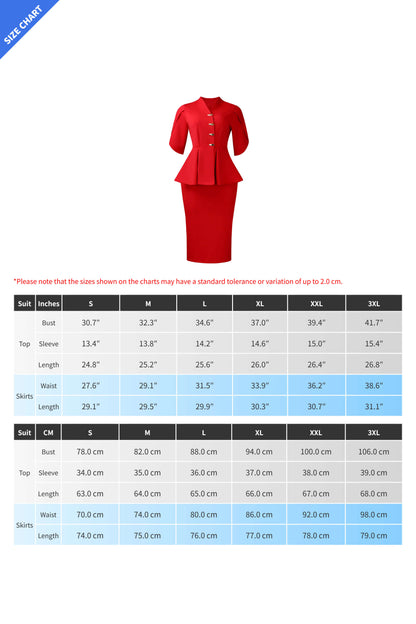 Elegant Peplum Top & Pencil Skirt Set Lavish Daily