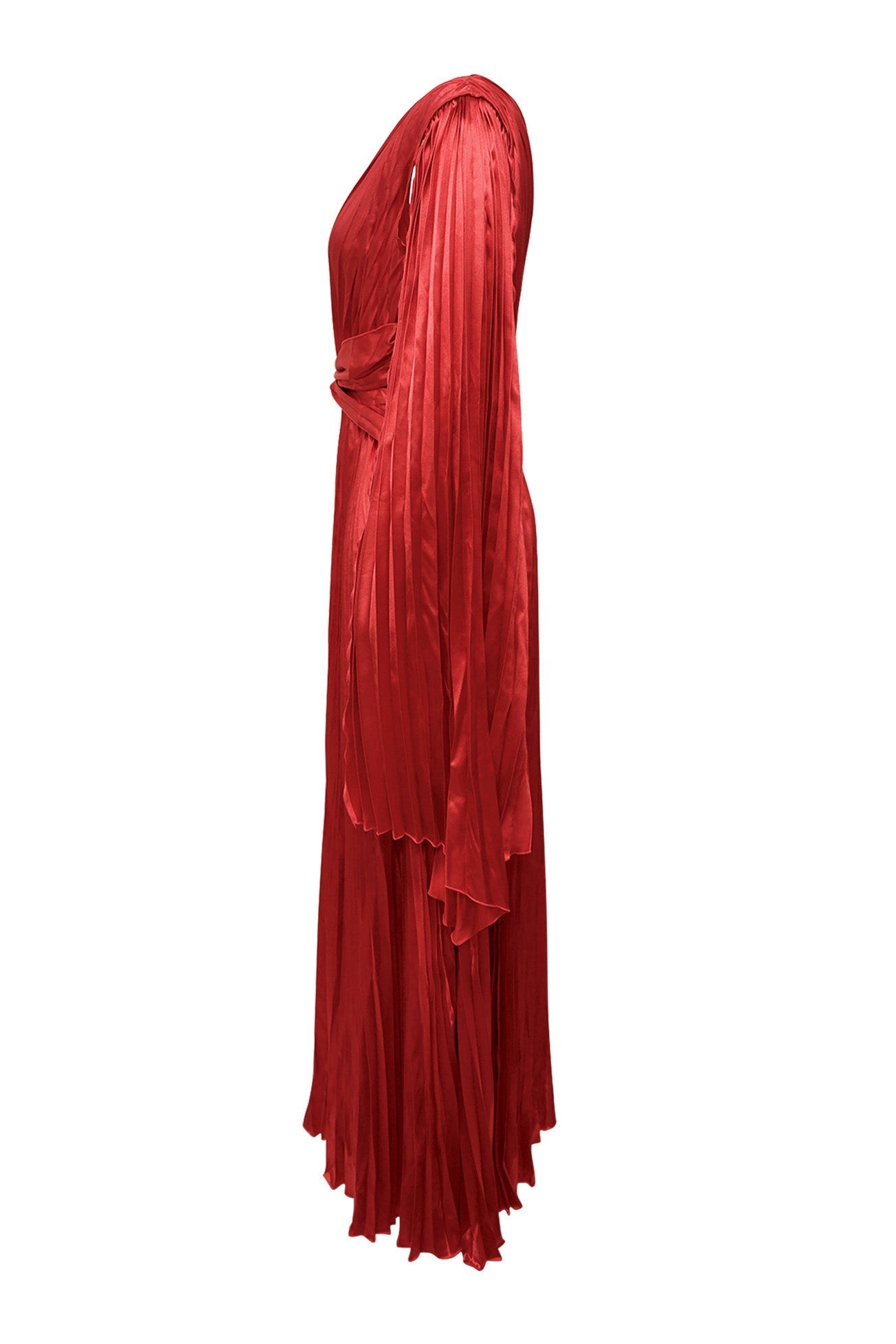 Red One-Shoulder Pleated Maxi Dress Lavish Daily