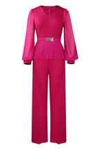 Long Sleeve Pleated Top and Wide Leg Pants  Set Lavish Daily