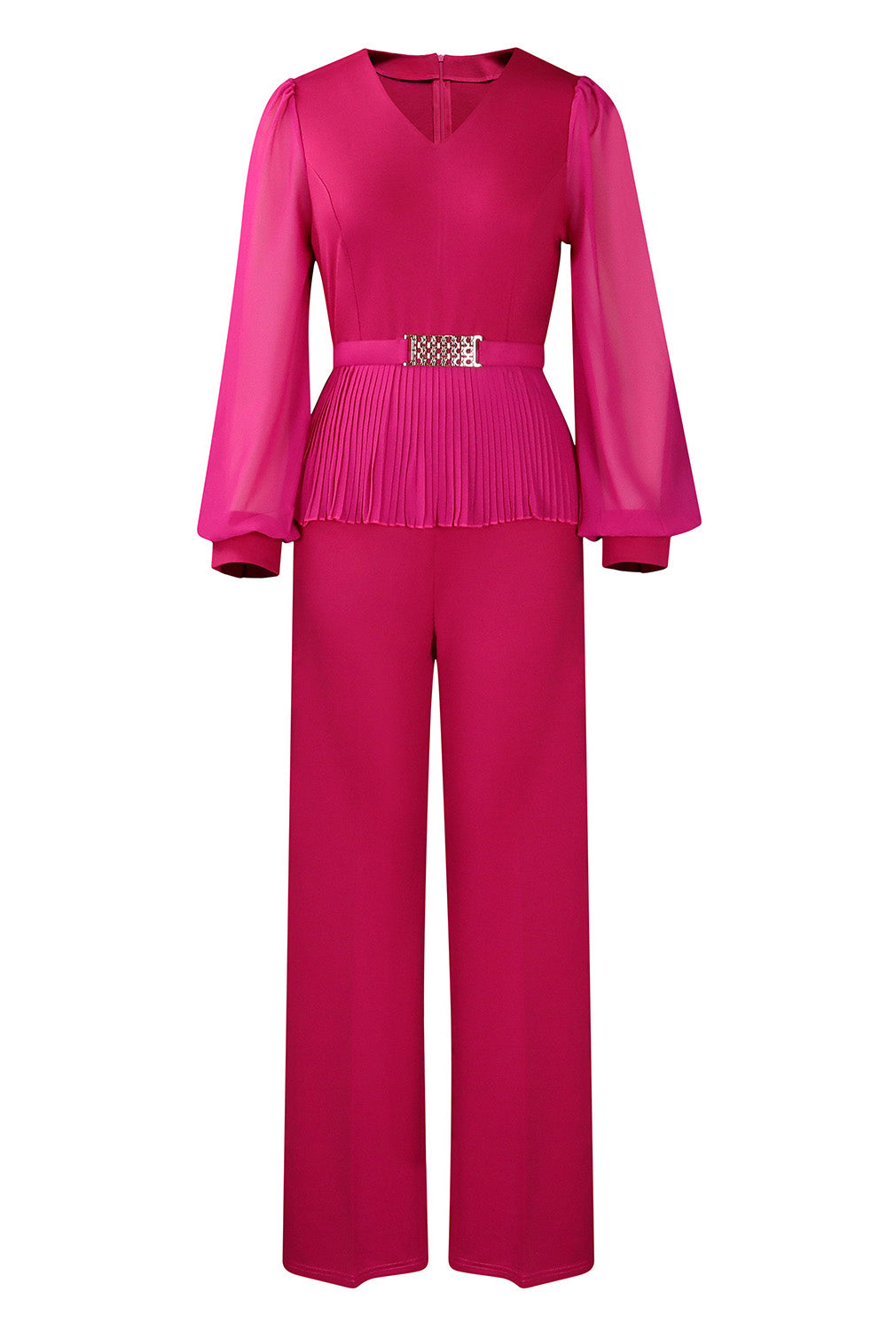 Long Sleeve Pleated Top and Wide Leg Pants  Set Lavish Daily