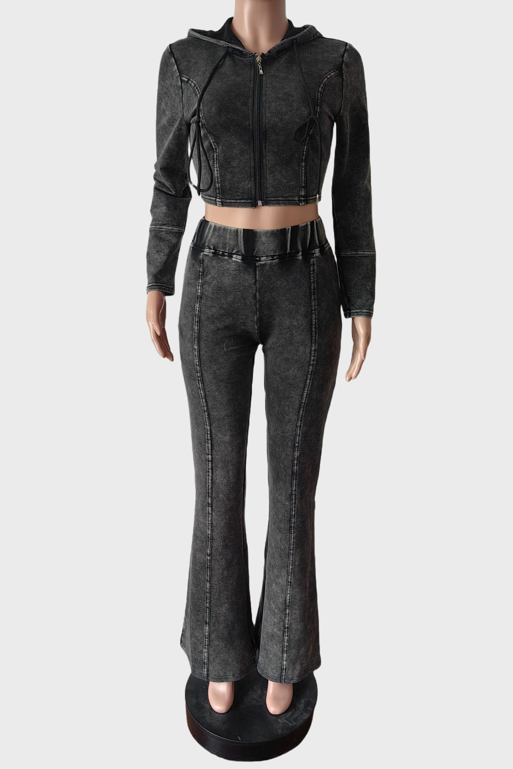 Washed Hoodie Flare Pants Set Lavish Daily