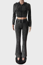 Washed Hoodie Flare Pants Set Lavish Daily