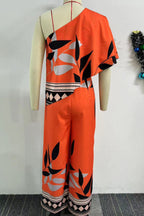 Printed Irregular Wide-leg Jumpsuit Lavish Daily