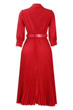 Solid Color Cinched Waist Pleated Long Dress Lavish Daily