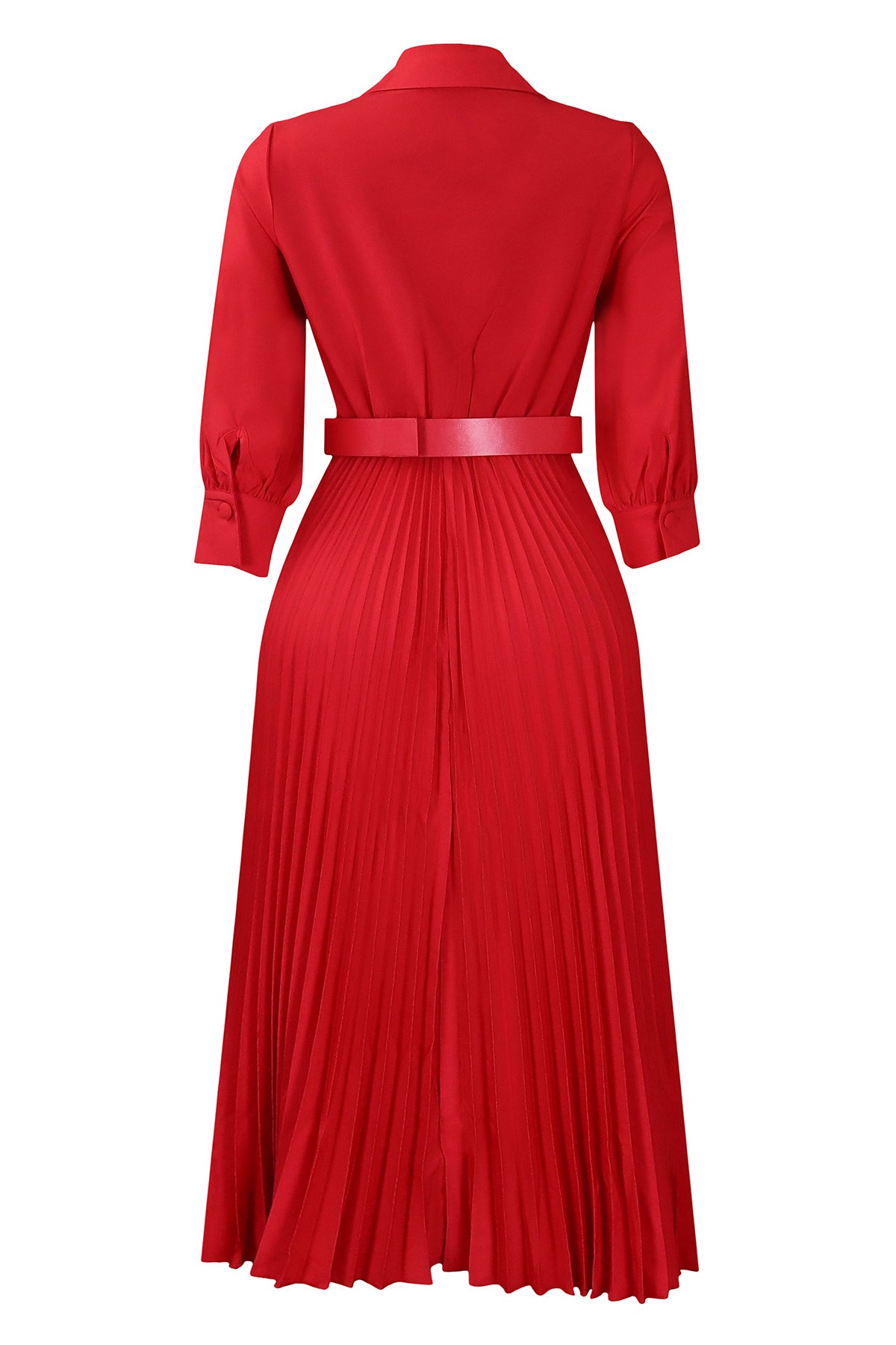 Solid Color Cinched Waist Pleated Long Dress Lavish Daily