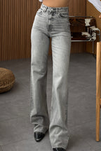 High Waist Washed Straight Leg Jeans Lavish Daily