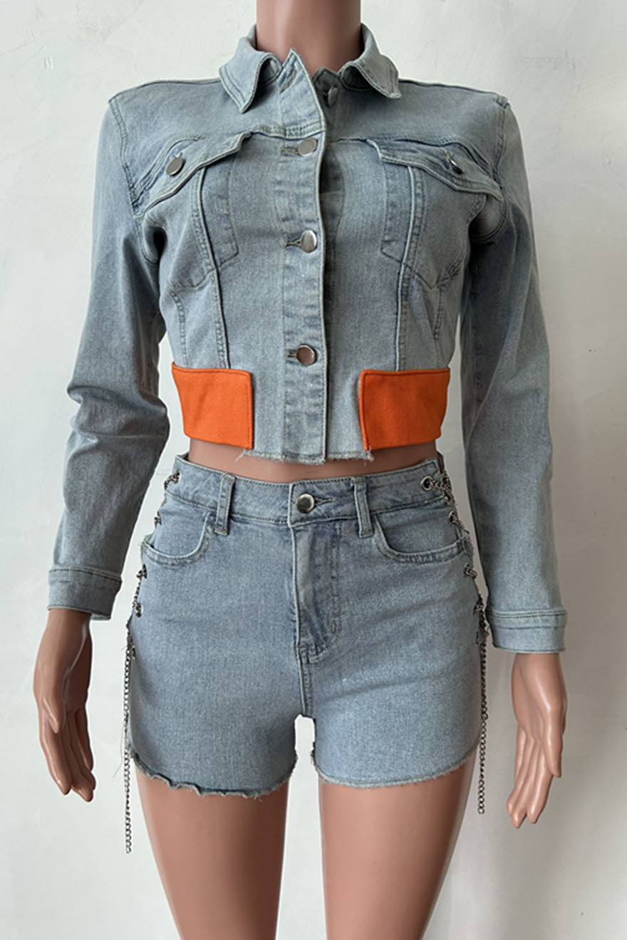 Chopped Denim Short Set Lavish Daily