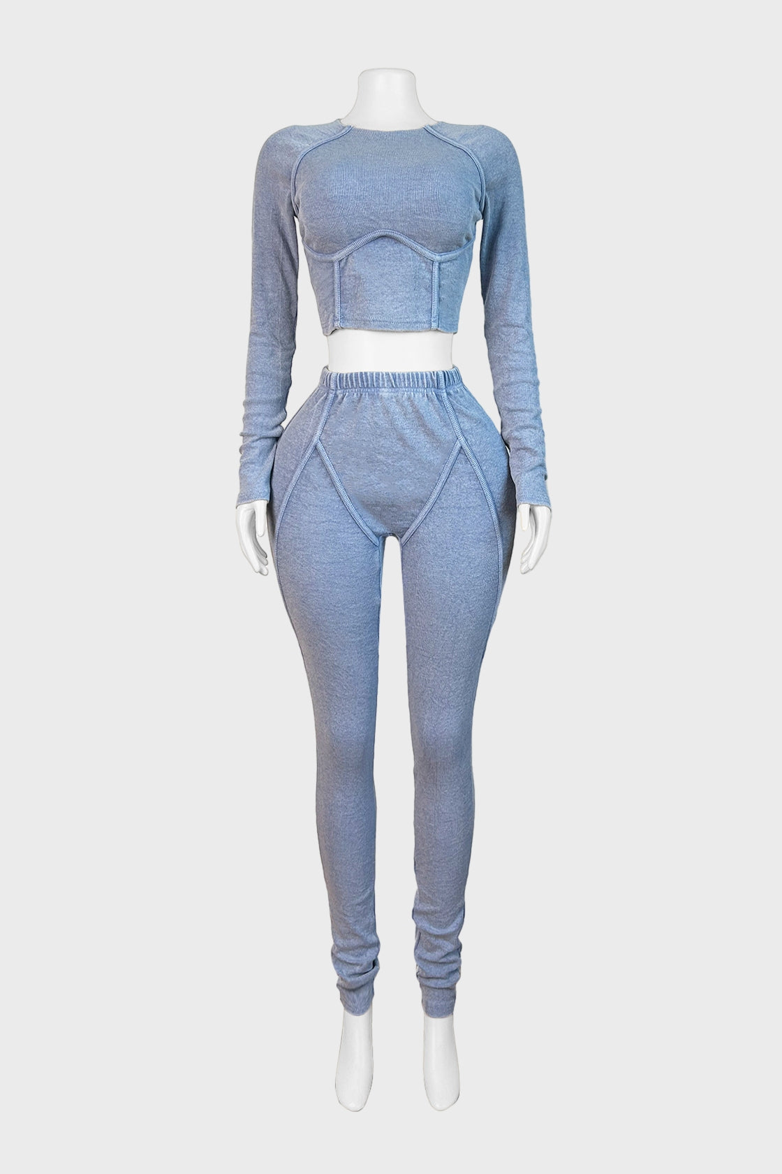 Ribbed Long Sleeve Top and Pant Two-piece Set Lavish Daily