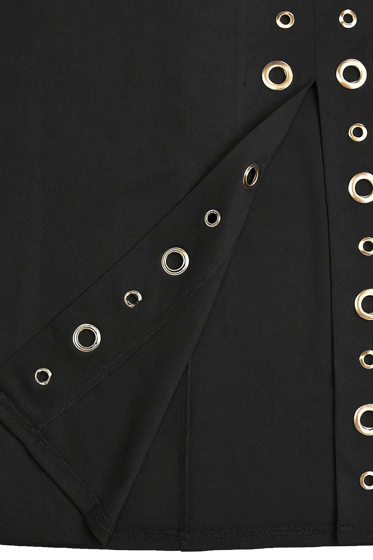 Grommet-Detail Corset Midi Dress with High Slit Lavish Daily